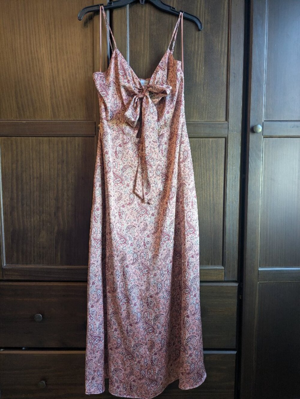 Lucy Paris Paisley Satin Maxi Dress – Size M